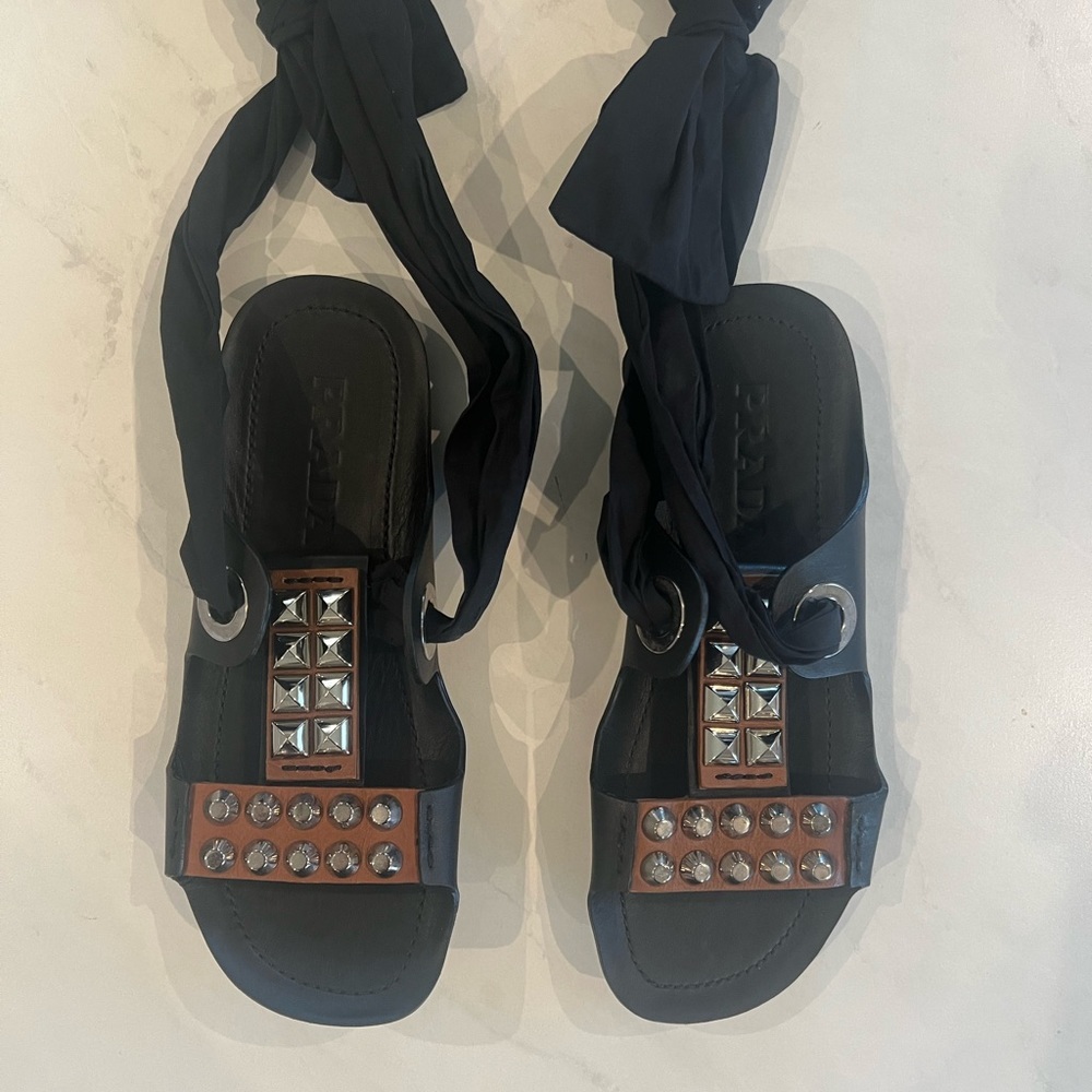 Prada lace up sandals